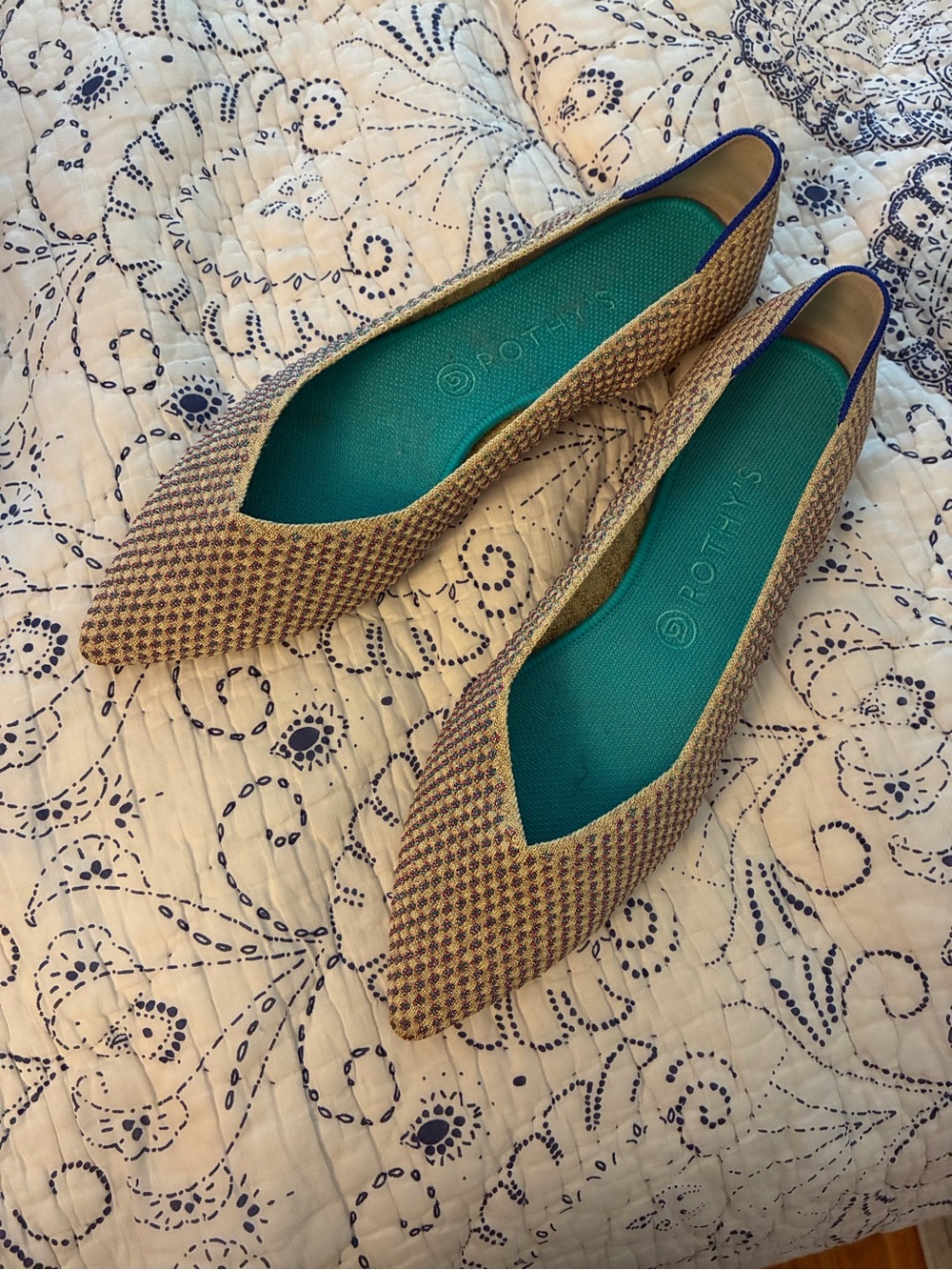Rothy's Pointed Toe Flat in Tan Houndstooth - Women's 12.5